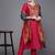 Women Fuchsia Yoke Design Kurta with Trousers & With Dupatta