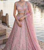Pastel Pink Embroidered Organza Lehenga Choli