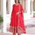 Red vichitra readymade anarkali suit with embroidery & sequence work