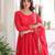 Red vichitra readymade anarkali suit with embroidery & sequence work