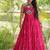 Pink georgette readymade anarkali suit with laheriya & kutchi work