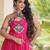 Pink georgette readymade anarkali suit with laheriya & kutchi work