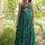 Green georgette readymade anarkali suit with laheriya & kutchi work