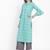 Women Sea Green Floral Printed Pure Cotton Kurta with Palazzos