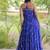 Violet georgette readymade anarkali suit with laheriya & kutchi work