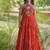 Orange georgette readymade anarkali suit with laheriya & kutchi work