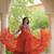 Orange georgette readymade anarkali suit with laheriya & kutchi work