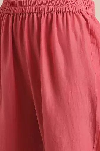 Women Beige & Pink Floral Yoke Design Regular Kurta With Trousers & Dupatta