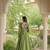 P green cotton readymade anarkali suit with thread embroidery work
