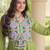 P green cotton readymade anarkali suit with thread embroidery work