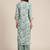 Women Turquoise Blue & Off-White Floral Angrakha Pure Cotton Kurta With Palazzos