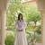 White cotton readymade anarkali suit with thread embroidery work