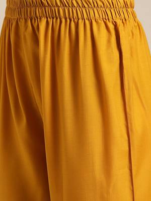 Women Yellow Ethnic Motifs Embroidered Thread Work Kurta with Palazzos & With Dupatta 3