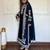 Navy rayon readymade suit with sequence & embroidery work
