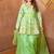 Women green floral embroidered peplum kurta with palazzo pant and dupatta