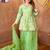 Women green floral embroidered peplum kurta with palazzo pant and dupatta