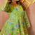 Women green floral embroidered peplum kurta with palazzo pant and dupatta
