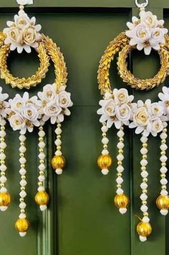 handmade wall hanging with flower & gota ball for home decoration (pack of 2)