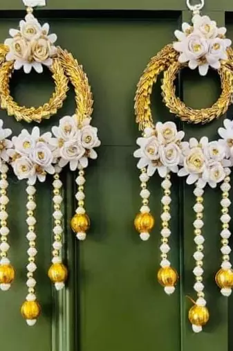 handmade wall hanging with flower & gota ball for home decoration (pack of 2)