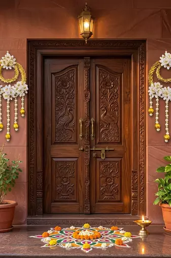 handmade wall hanging with flower & gota ball for home decoration (pack of 2)