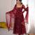 Women festive wear red bandhani anarkali kurti with bottom & dupatta