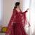 Women festive wear red bandhani anarkali kurti with bottom & dupatta