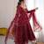 Women festive wear red bandhani anarkali kurti with bottom & dupatta