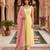 Women yellow anarkali kurta with yellow pant and pink dupatta