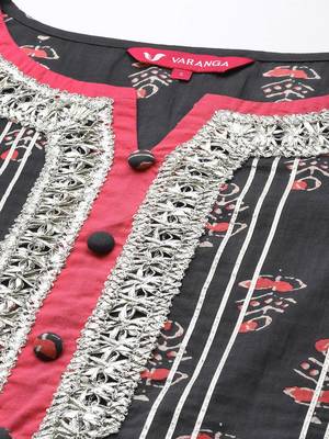 Women Grey Ethnic Motifs Printed Kurta with Sharara 2
