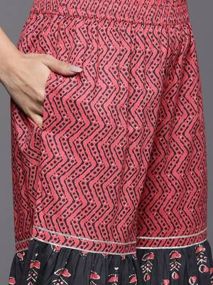 Women Grey Ethnic Motifs Printed Kurta with Sharara 3