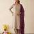 Festive wear beige kurta and wine dupatta  suit set
