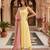 Women yellow anarkali kurta with yellow pant and pink dupatta