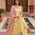 Women yellow anarkali kurta with yellow pant and pink dupatta