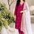 Women deep wine embroidered straight kurta with pant & dupatta set