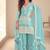 Faux chinon readymade embroidered salwar suit in sky blue colour