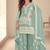 Faux chinon readymade embroidered salwar suit in sea green colour
