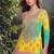 Yellow embroidered chinon silk haldi wear readymade palazzo suit