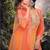 Orange embroidered chinon silk ceremony wear readymade palazzo suit