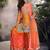 Orange embroidered chinon silk ceremony wear readymade palazzo suit