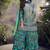 Teal green embroidered chinon silk ceremony wear readymade palazzo suit