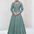 Aqua blue vichitra silk readymade anarkali suit with embroidered work for festival
