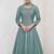 Aqua blue vichitra silk readymade anarkali suit with embroidered work for festival