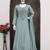 Aqua blue vichitra silk readymade anarkali suit with embroidered work for festival