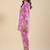 Lavendar Floral Printed Mandarin Collar Straight Pure Cotton Kurta With Trousers