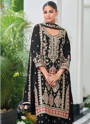 Black embroidered zari chinon festival readymade salwar kameez 2
