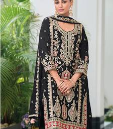 Black embroidered zari chinon festival readymade salwar kameez