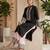 Women black embroidered kurta palazzo set