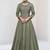 Olive vichitra silk readymade anarkali suit with embroidered work for festival