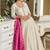Cream & purple chikankari embroidered faux georgette readymade suit