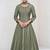 Olive vichitra silk readymade anarkali suit with embroidered work for festival
